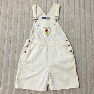 VTG Y2K Winnie the Pooh white denim overalls size large Disney punk summer